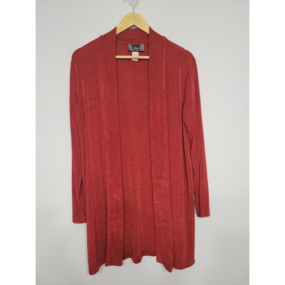 Slinky‎ Brand Women's Cardigan Size Small Deep Red Acetate VTG